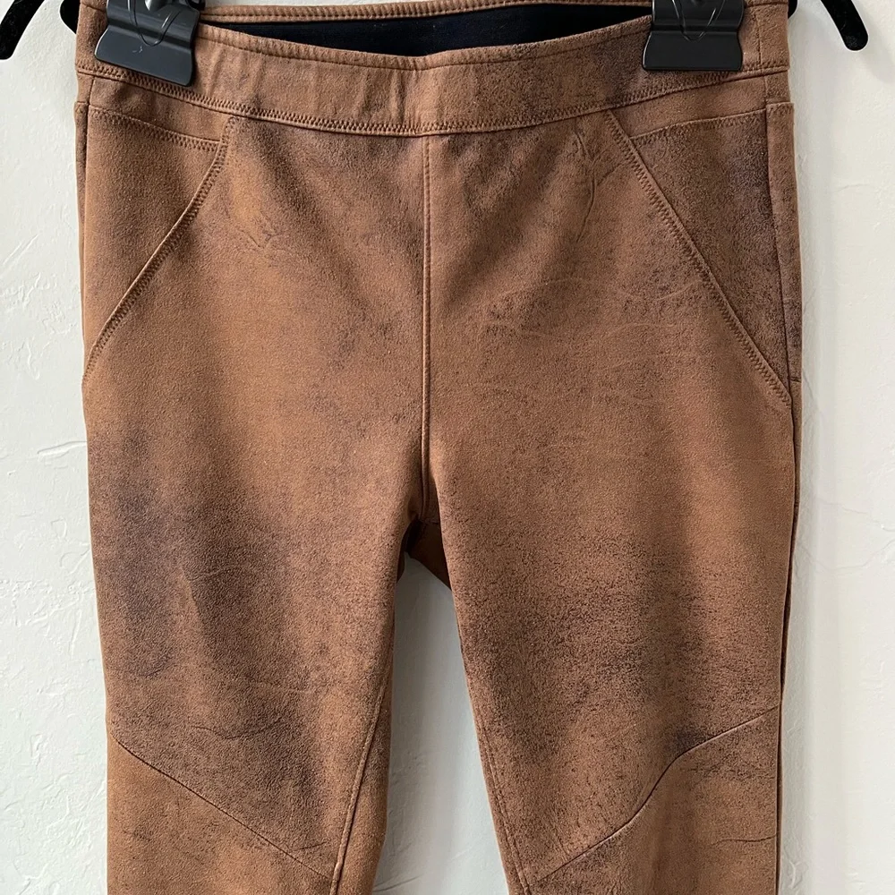 NEW FREE PEOPLE FAUX SUEDE LEATHER BROWN LEGGINGS 6 - Picture 7 of 7
